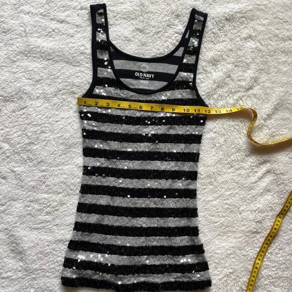 2000s Sequin Striped Tank Top - Picture 3 of 7